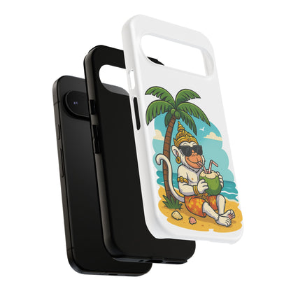Divine Guard Hanuman Tropical Phone Case, Fun Coconut Drink, Summer Beach Vibes, Gifts for Animal Lovers, Travel Accessory