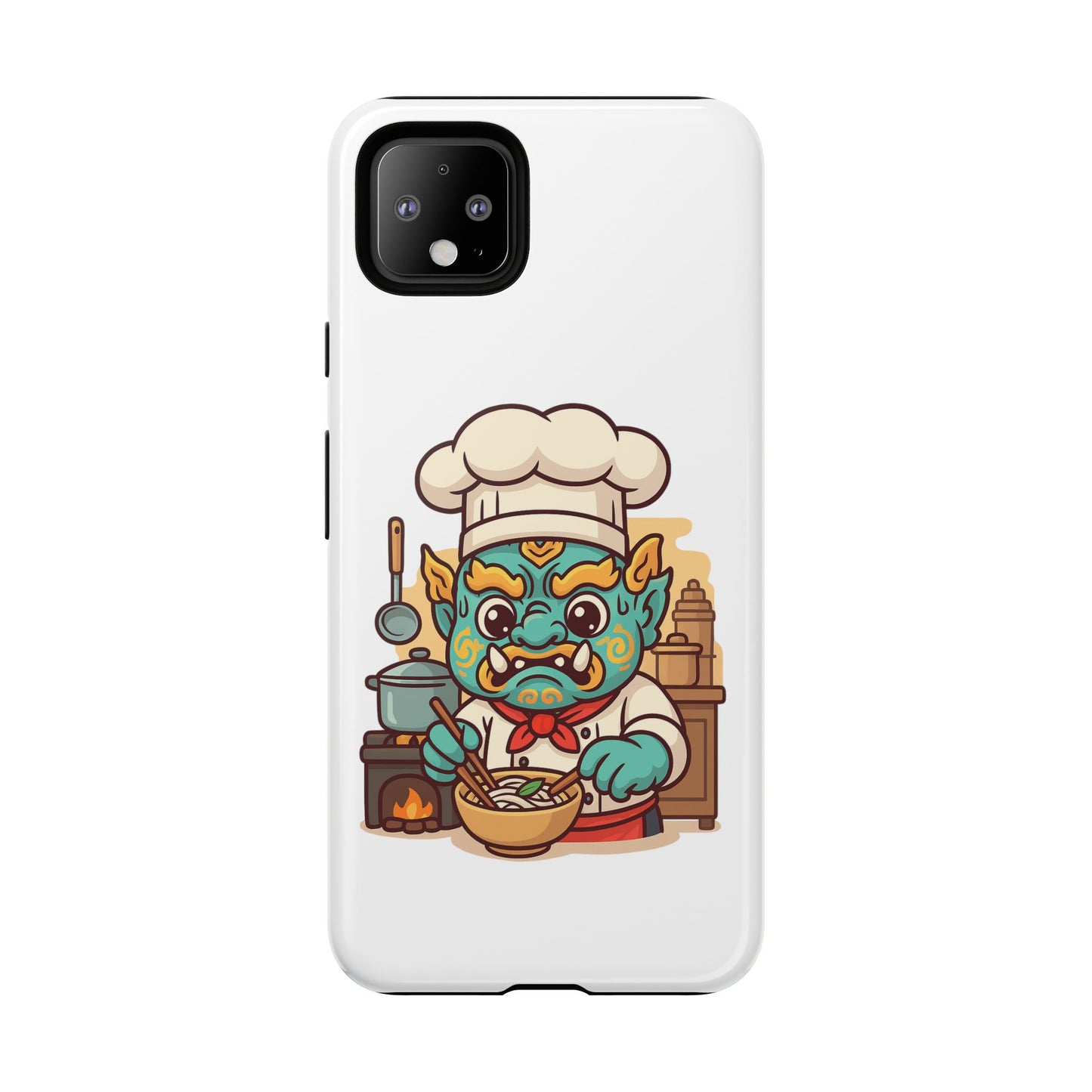 Yeak Chef Phone Case, Tough Khmer Cover, Num Banh Chok Art, Cute Monster Chef Phone Case - Adorable Cooking Gift