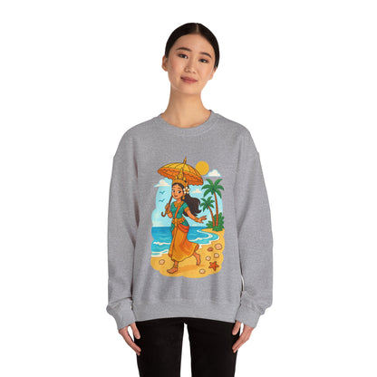 Tropical Vibes Sweatshirt, Beach Vacation Crewneck Jumper, Apsara's Shoreline Grace, Ocean Lover Top, Unisex Sweatshirt Gift, Coastal Wear
