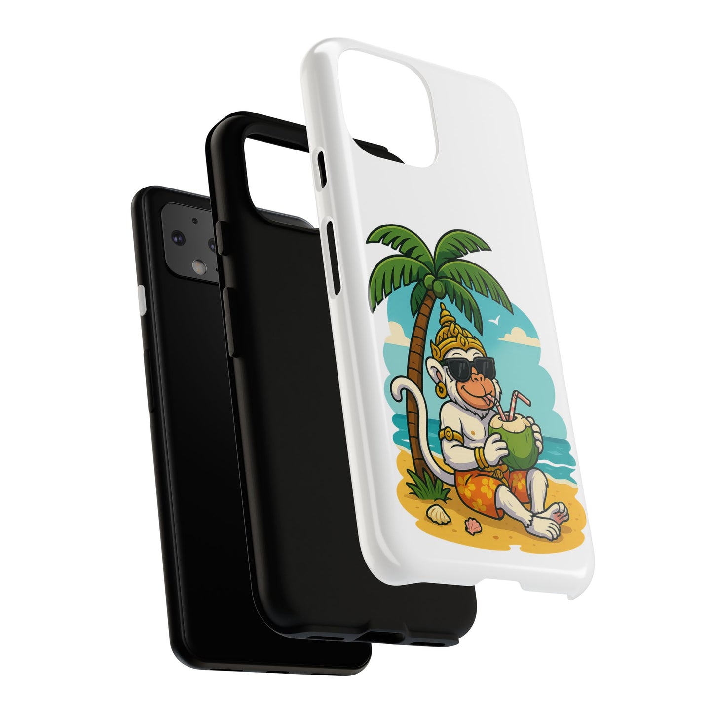 Divine Guard Hanuman Tropical Phone Case, Fun Coconut Drink, Summer Beach Vibes, Gifts for Animal Lovers, Travel Accessory