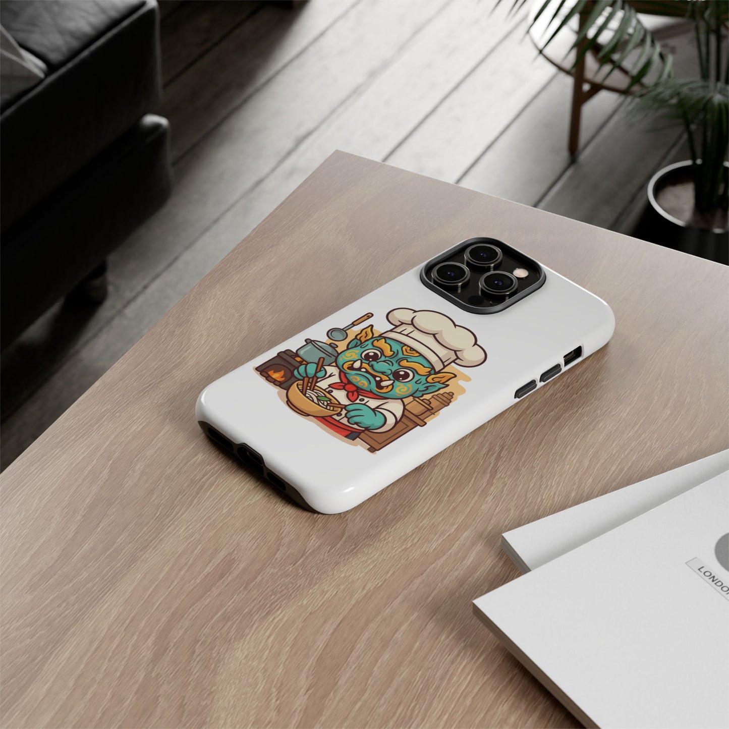 Yeak Chef Phone Case, Tough Khmer Cover, Num Banh Chok Art, Cute Monster Chef Phone Case - Adorable Cooking Gift