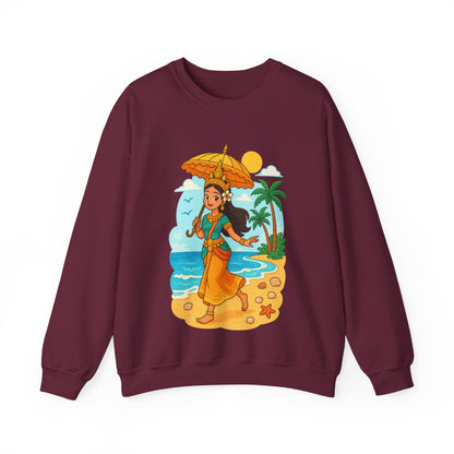 Tropical Vibes Sweatshirt, Beach Vacation Crewneck Jumper, Apsara's Shoreline Grace, Ocean Lover Top, Unisex Sweatshirt Gift, Coastal Wear