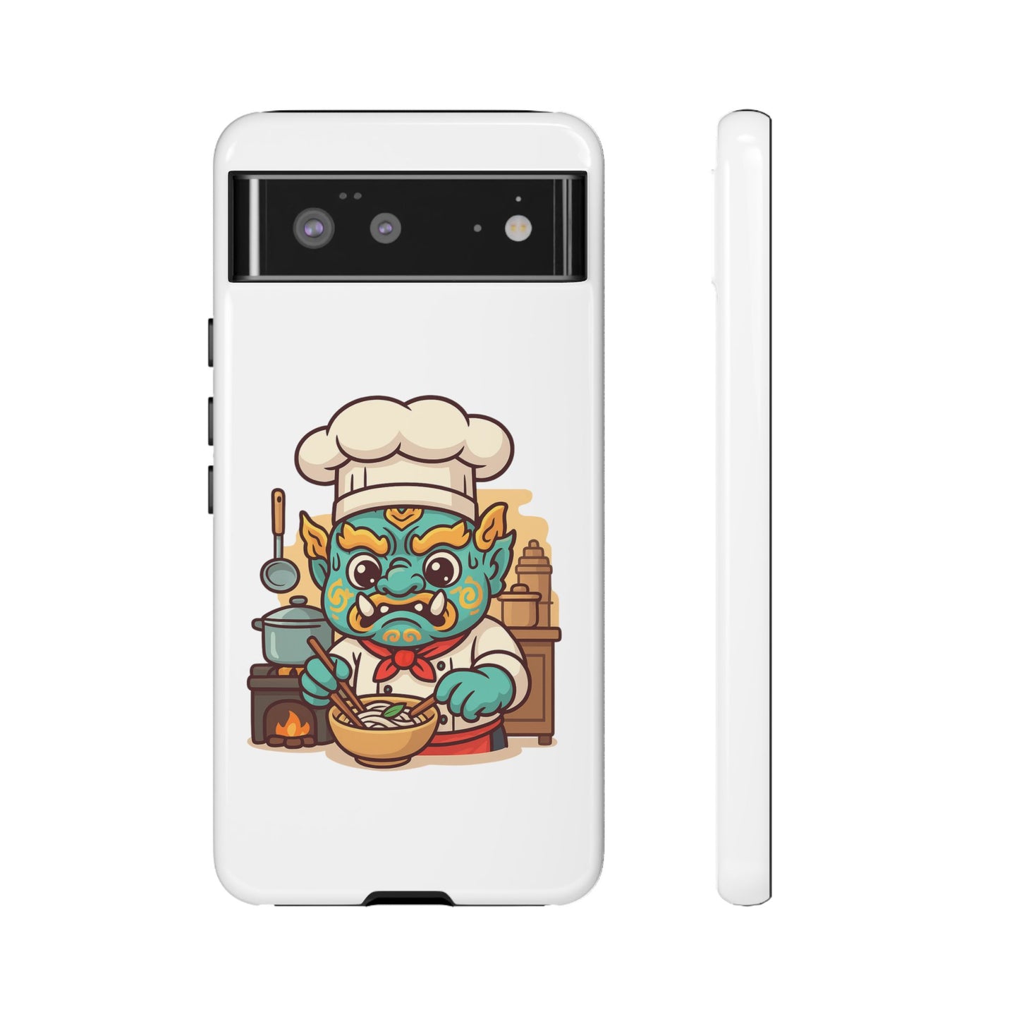 Yeak Chef Phone Case, Tough Khmer Cover, Num Banh Chok Art, Cute Monster Chef Phone Case - Adorable Cooking Gift