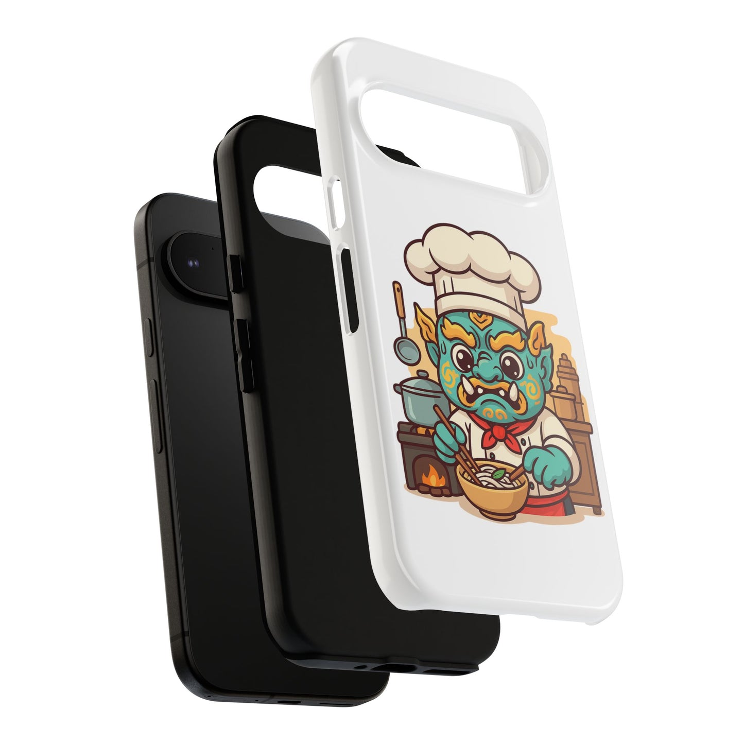 Yeak Chef Phone Case, Tough Khmer Cover, Num Banh Chok Art, Cute Monster Chef Phone Case - Adorable Cooking Gift