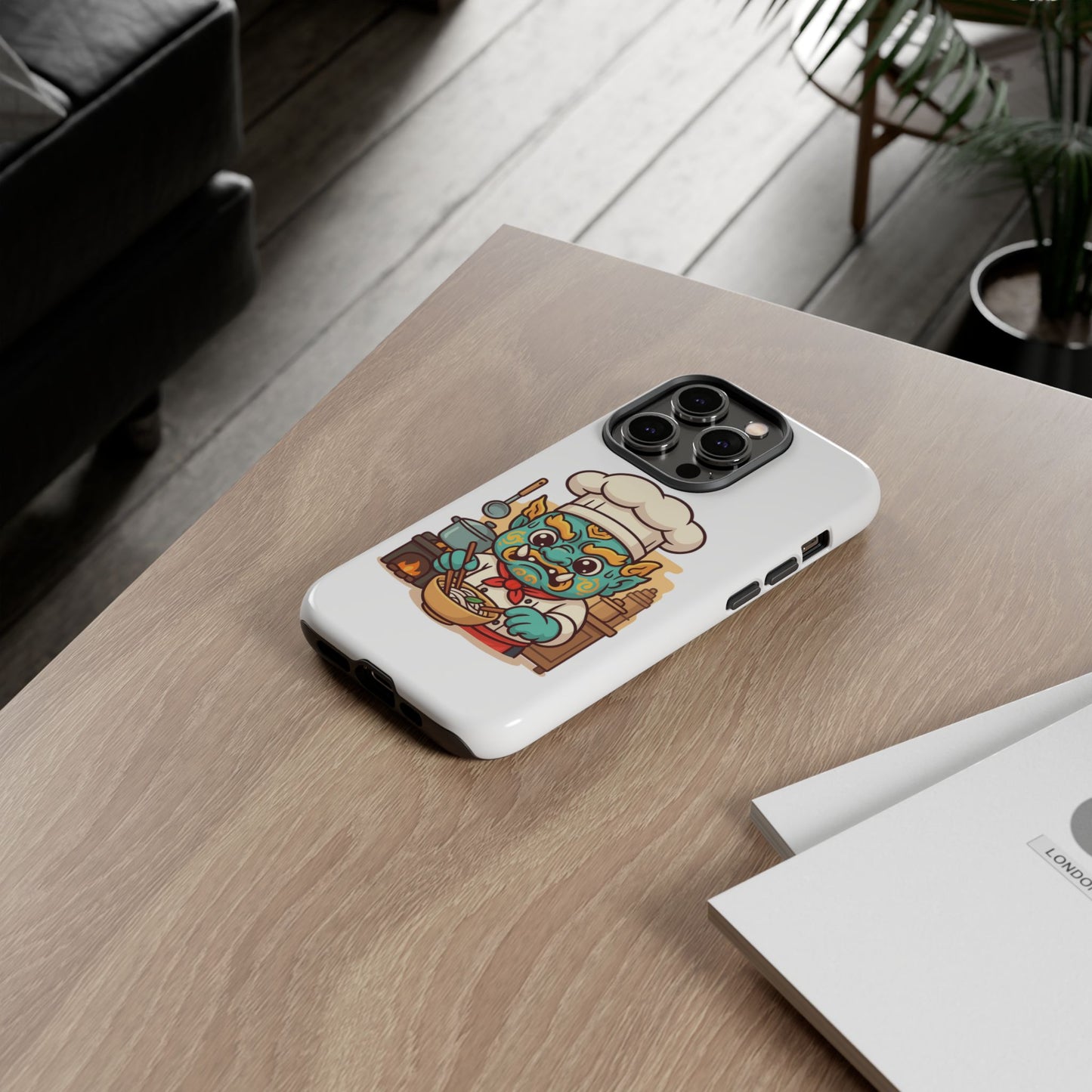 Yeak Chef Phone Case, Tough Khmer Cover, Num Banh Chok Art, Cute Monster Chef Phone Case - Adorable Cooking Gift