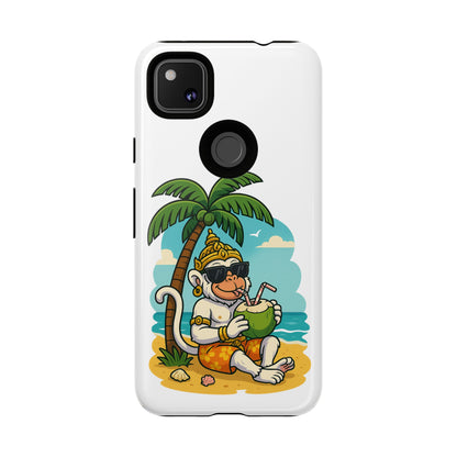 Divine Guard Hanuman Tropical Phone Case, Fun Coconut Drink, Summer Beach Vibes, Gifts for Animal Lovers, Travel Accessory