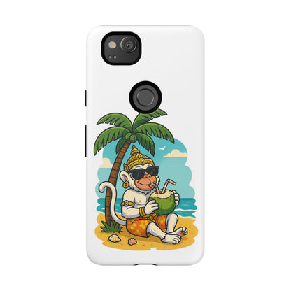 Divine Guard Hanuman Tropical Phone Case, Fun Coconut Drink, Summer Beach Vibes, Gifts for Animal Lovers, Travel Accessory
