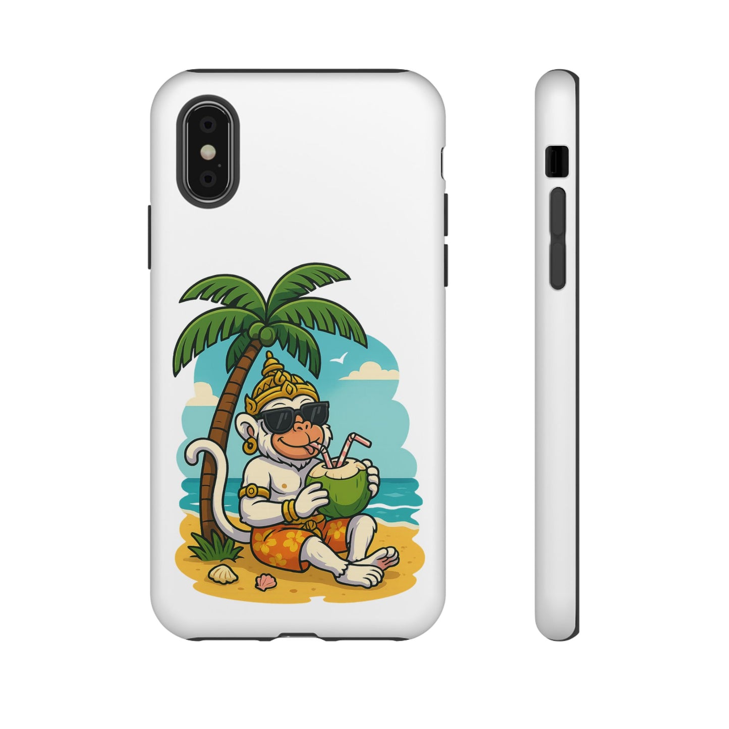Divine Guard Hanuman Tropical Phone Case, Fun Coconut Drink, Summer Beach Vibes, Gifts for Animal Lovers, Travel Accessory