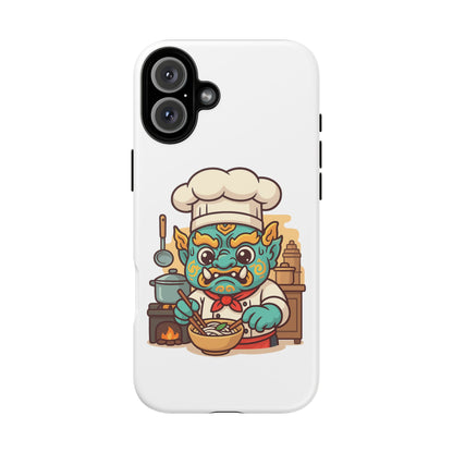 Yeak Chef Phone Case, Tough Khmer Cover, Num Banh Chok Art, Cute Monster Chef Phone Case - Adorable Cooking Gift