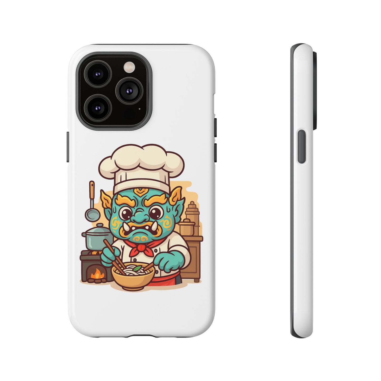 Yeak Chef Phone Case, Tough Khmer Cover, Num Banh Chok Art, Cute Monster Chef Phone Case - Adorable Cooking Gift