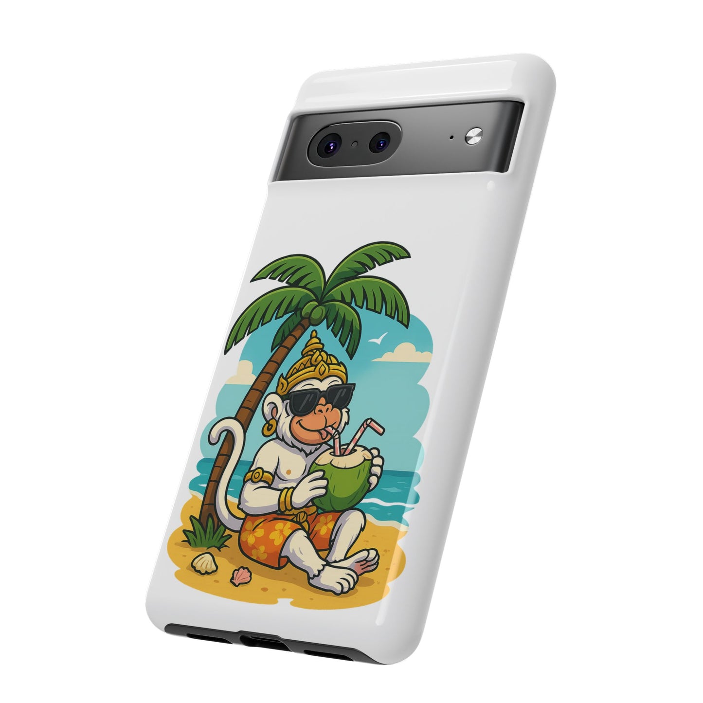 Divine Guard Hanuman Tropical Phone Case, Fun Coconut Drink, Summer Beach Vibes, Gifts for Animal Lovers, Travel Accessory
