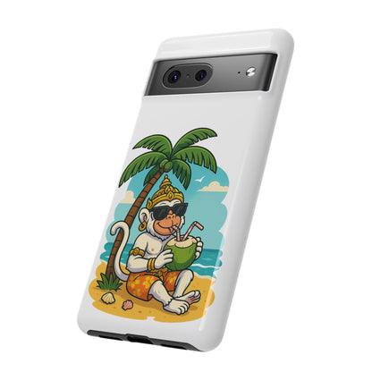 Divine Guard Hanuman Tropical Phone Case, Fun Coconut Drink, Summer Beach Vibes, Gifts for Animal Lovers, Travel Accessory
