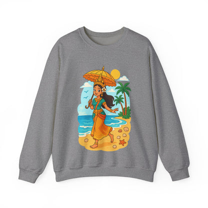 Tropical Vibes Sweatshirt, Beach Vacation Crewneck Jumper, Apsara's Shoreline Grace, Ocean Lover Top, Unisex Sweatshirt Gift, Coastal Wear