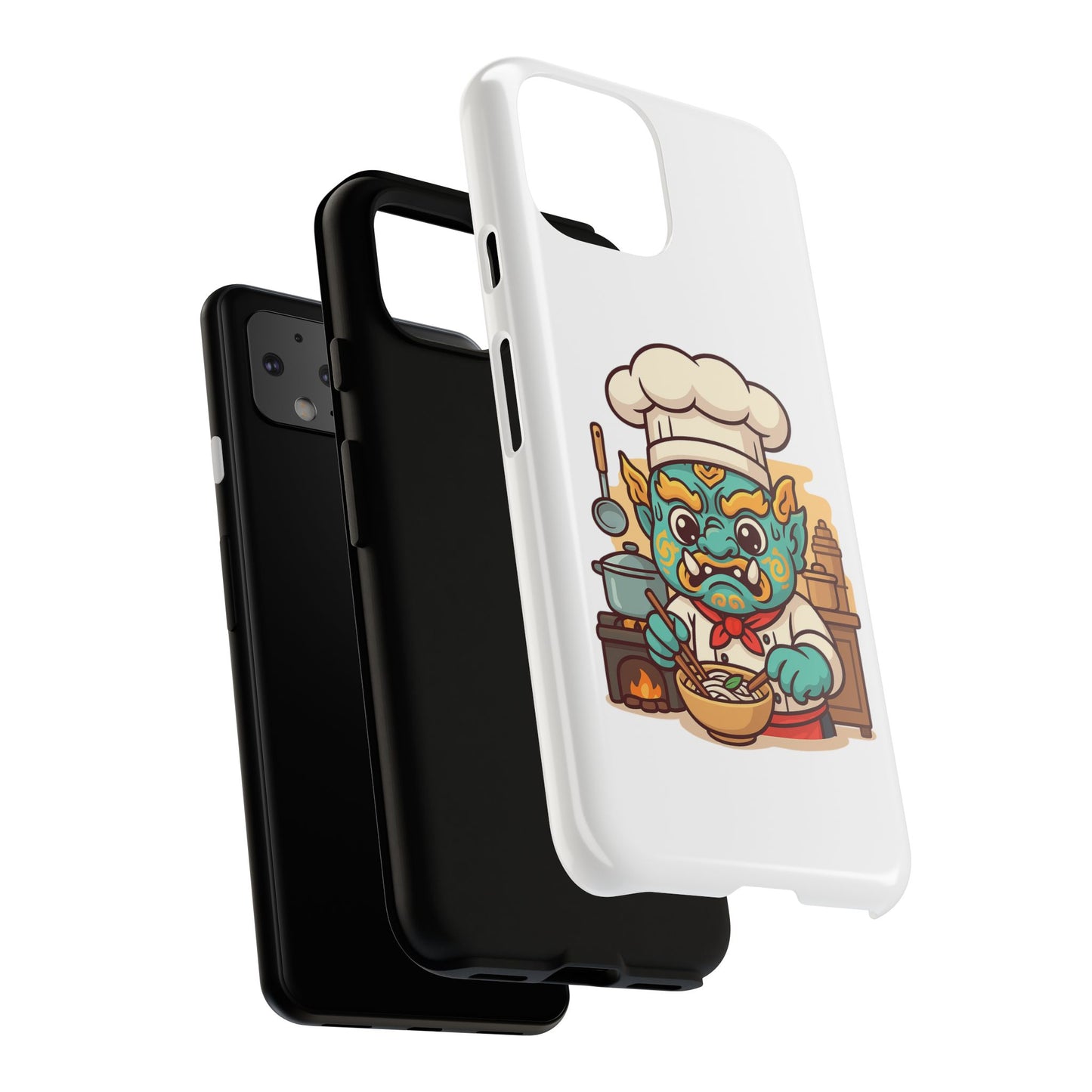 Yeak Chef Phone Case, Tough Khmer Cover, Num Banh Chok Art, Cute Monster Chef Phone Case - Adorable Cooking Gift
