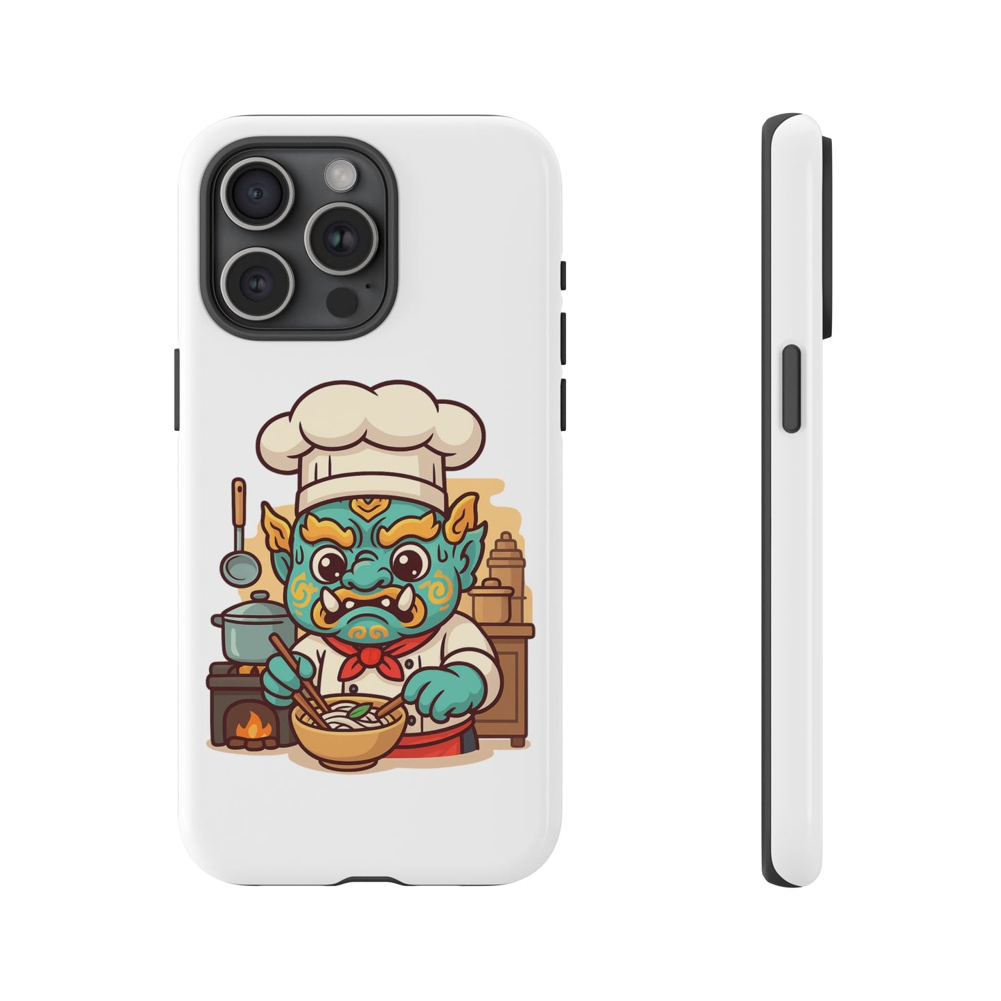 Yeak Chef Phone Case, Tough Khmer Cover, Num Banh Chok Art, Cute Monster Chef Phone Case - Adorable Cooking Gift