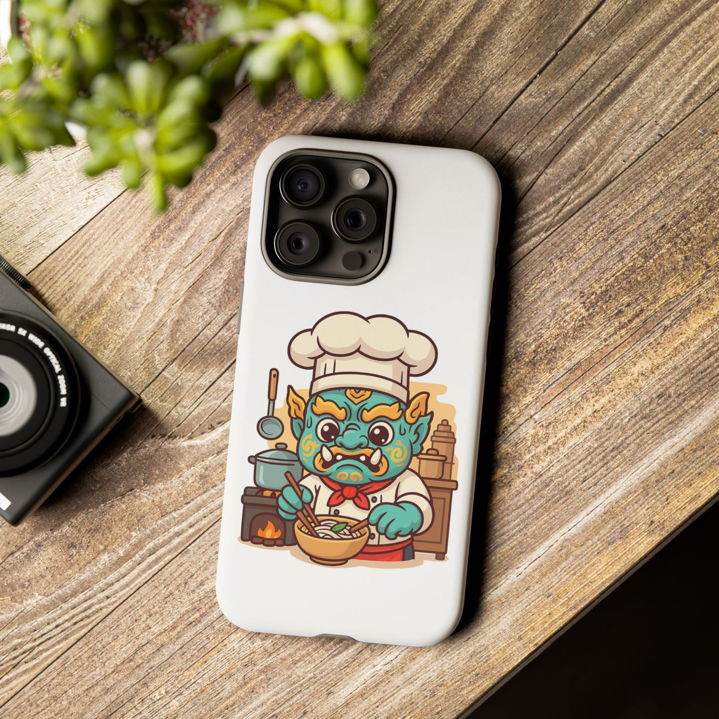 Yeak Chef Phone Case, Tough Khmer Cover, Num Banh Chok Art, Cute Monster Chef Phone Case - Adorable Cooking Gift