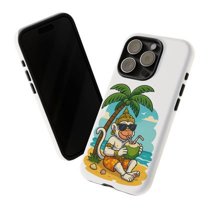 Divine Guard Hanuman Tropical Phone Case, Fun Coconut Drink, Summer Beach Vibes, Gifts for Animal Lovers, Travel Accessory