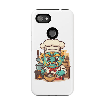 Yeak Chef Phone Case, Tough Khmer Cover, Num Banh Chok Art, Cute Monster Chef Phone Case - Adorable Cooking Gift