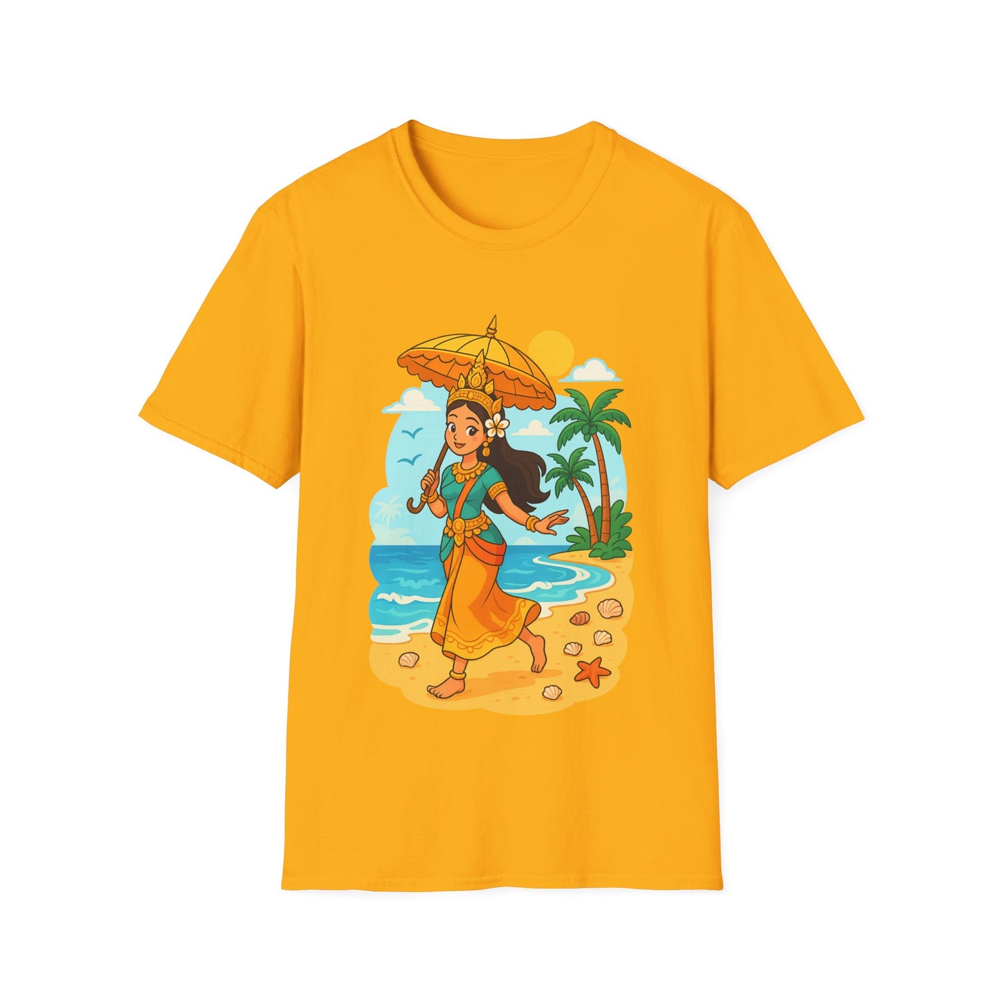 Beach Vibes T-Shirt with Sunset and Umbrella Graphic, Summer Gift, Travel Tee, Ocean Lover Shirt, Casual Everyday Wear