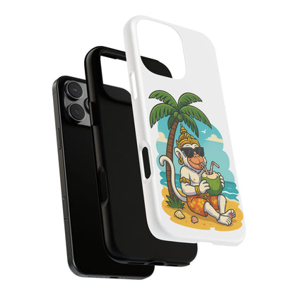 Divine Guard Hanuman Tropical Phone Case, Fun Coconut Drink, Summer Beach Vibes, Gifts for Animal Lovers, Travel Accessory