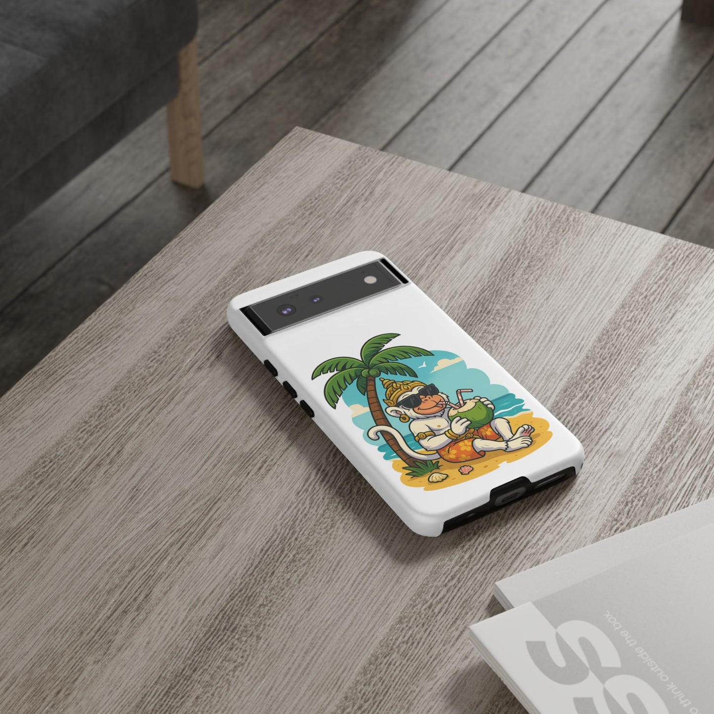 Divine Guard Hanuman Tropical Phone Case, Fun Coconut Drink, Summer Beach Vibes, Gifts for Animal Lovers, Travel Accessory