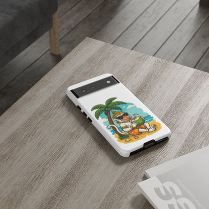 Divine Guard Hanuman Tropical Phone Case, Fun Coconut Drink, Summer Beach Vibes, Gifts for Animal Lovers, Travel Accessory