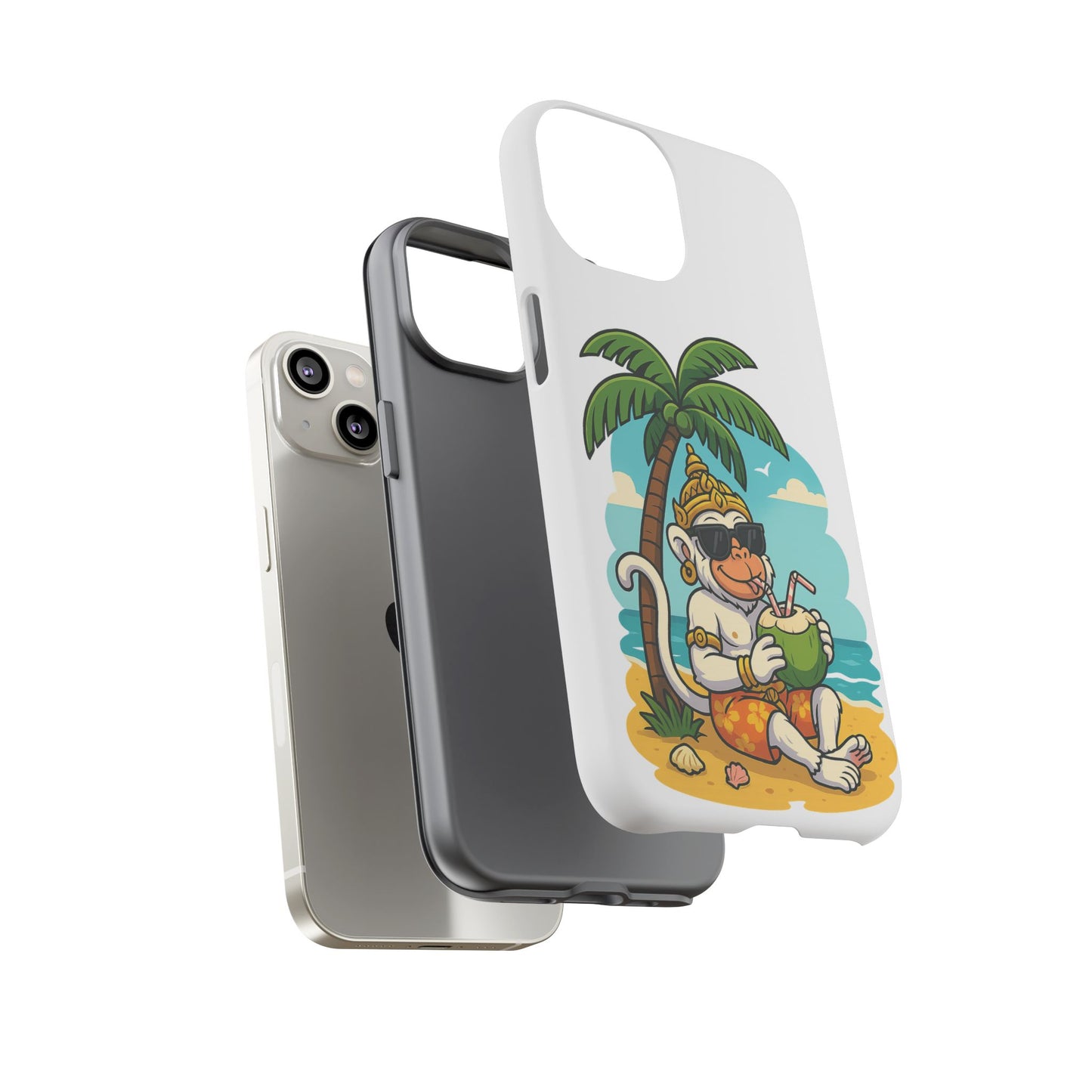 Divine Guard Hanuman Tropical Phone Case, Fun Coconut Drink, Summer Beach Vibes, Gifts for Animal Lovers, Travel Accessory