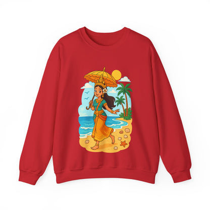 Tropical Vibes Sweatshirt, Beach Vacation Crewneck Jumper, Apsara's Shoreline Grace, Ocean Lover Top, Unisex Sweatshirt Gift, Coastal Wear