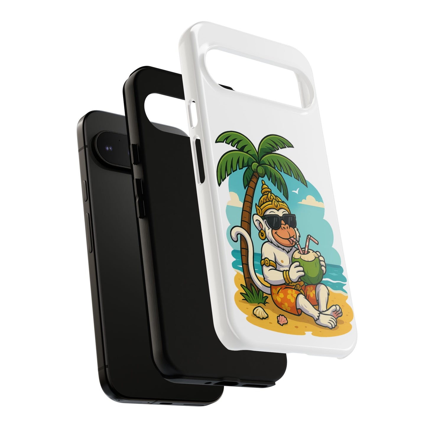 Divine Guard Hanuman Tropical Phone Case, Fun Coconut Drink, Summer Beach Vibes, Gifts for Animal Lovers, Travel Accessory