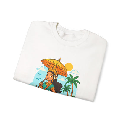 Tropical Vibes Sweatshirt, Beach Vacation Crewneck Jumper, Apsara's Shoreline Grace, Ocean Lover Top, Unisex Sweatshirt Gift, Coastal Wear