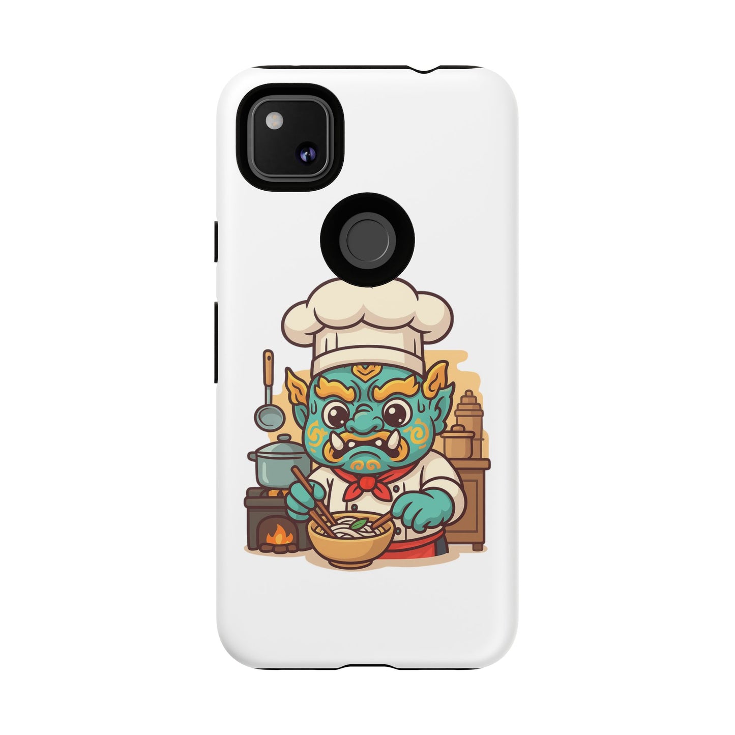 Yeak Chef Phone Case, Tough Khmer Cover, Num Banh Chok Art, Cute Monster Chef Phone Case - Adorable Cooking Gift