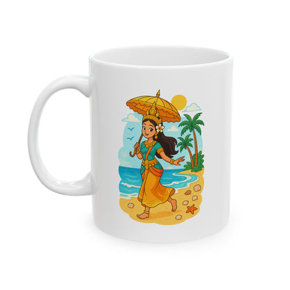 Apsara's Shoreline Grace Ceramic - Mug Perfect for Coffee Lovers, Beach Enthusiasts, Ideal Gift for Holidays, Birthdays, Family Gatherings