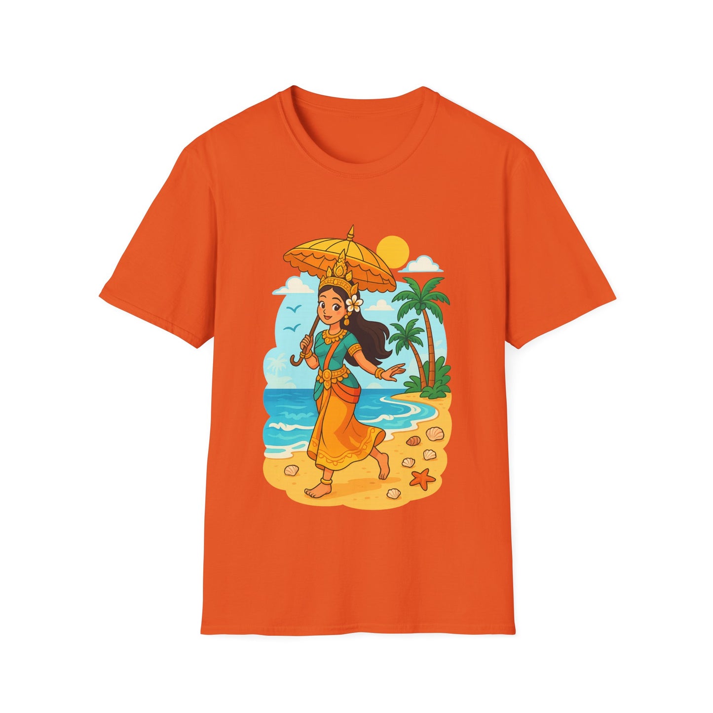 Beach Vibes T-Shirt with Sunset and Umbrella Graphic, Summer Gift, Travel Tee, Ocean Lover Shirt, Casual Everyday Wear