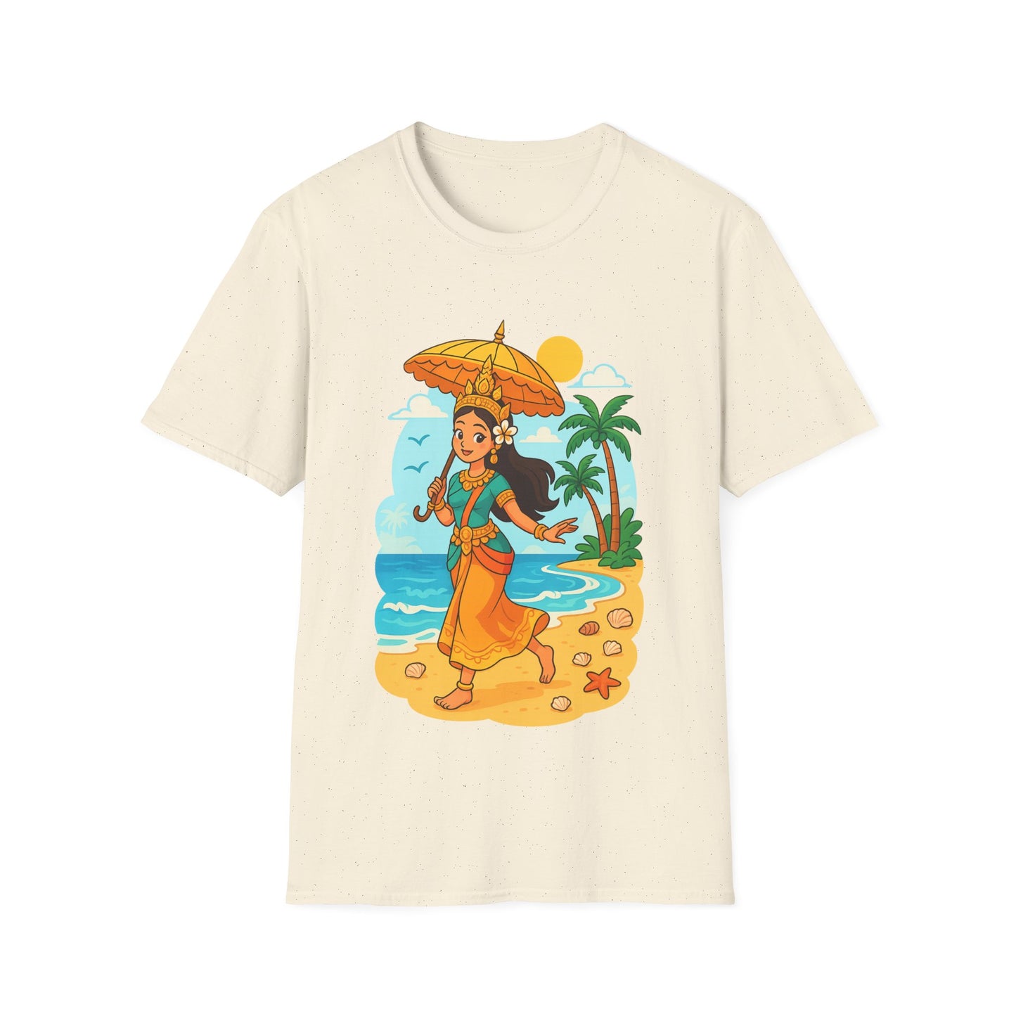 Beach Vibes T-Shirt with Sunset and Umbrella Graphic, Summer Gift, Travel Tee, Ocean Lover Shirt, Casual Everyday Wear