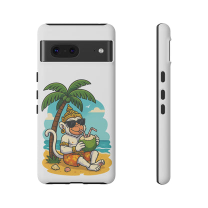 Divine Guard Hanuman Tropical Phone Case, Fun Coconut Drink, Summer Beach Vibes, Gifts for Animal Lovers, Travel Accessory