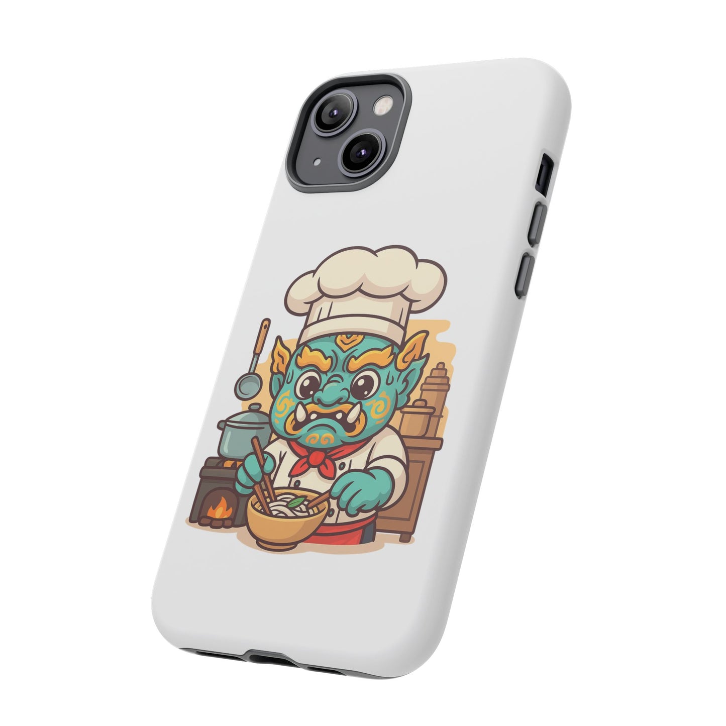 Yeak Chef Phone Case, Tough Khmer Cover, Num Banh Chok Art, Cute Monster Chef Phone Case - Adorable Cooking Gift