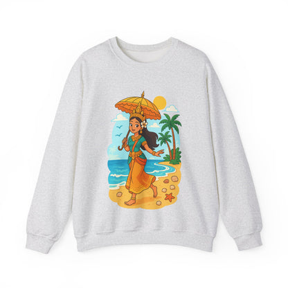 Tropical Vibes Sweatshirt, Beach Vacation Crewneck Jumper, Apsara's Shoreline Grace, Ocean Lover Top, Unisex Sweatshirt Gift, Coastal Wear