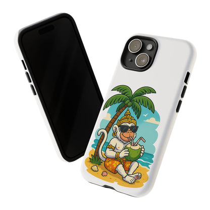 Divine Guard Hanuman Tropical Phone Case, Fun Coconut Drink, Summer Beach Vibes, Gifts for Animal Lovers, Travel Accessory
