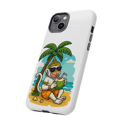 Divine Guard Hanuman Tropical Phone Case, Fun Coconut Drink, Summer Beach Vibes, Gifts for Animal Lovers, Travel Accessory