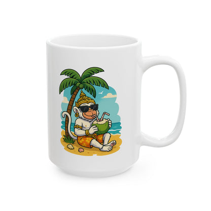 The Divine Sip: Hanuman's Holiday Mug, Khmer God Ceramic Coffee Cup, 11oz, 15oz, Tea Mug, Gift for Yoga Lovers, Religious Drinkware, Kitchen