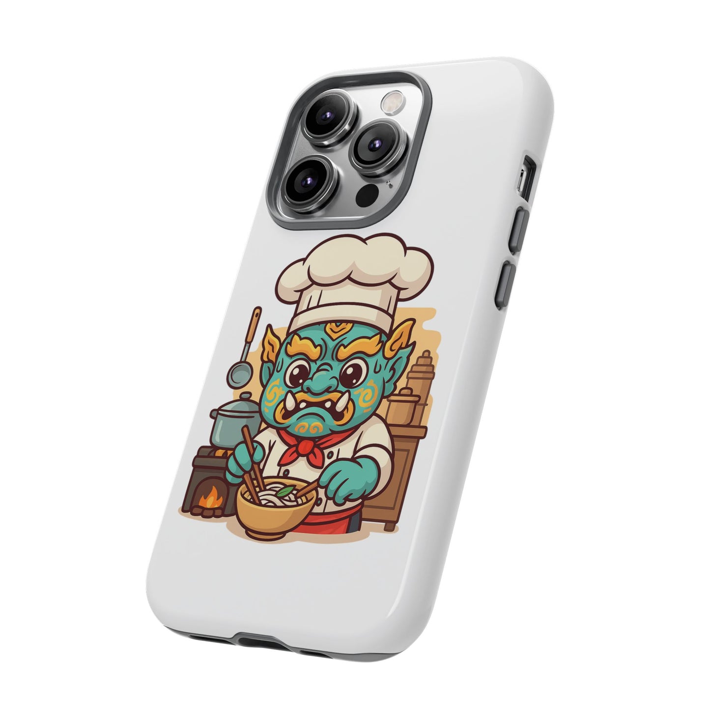 Yeak Chef Phone Case, Tough Khmer Cover, Num Banh Chok Art, Cute Monster Chef Phone Case - Adorable Cooking Gift