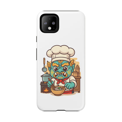 Yeak Chef Phone Case, Tough Khmer Cover, Num Banh Chok Art, Cute Monster Chef Phone Case - Adorable Cooking Gift