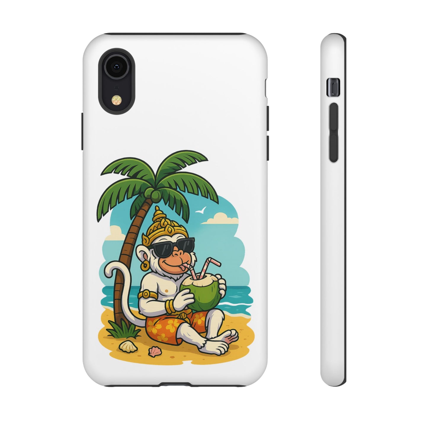 Divine Guard Hanuman Tropical Phone Case, Fun Coconut Drink, Summer Beach Vibes, Gifts for Animal Lovers, Travel Accessory