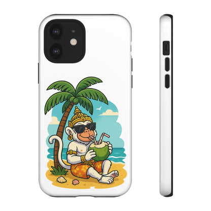 Divine Guard Hanuman Tropical Phone Case, Fun Coconut Drink, Summer Beach Vibes, Gifts for Animal Lovers, Travel Accessory