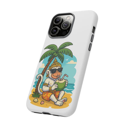 Divine Guard Hanuman Tropical Phone Case, Fun Coconut Drink, Summer Beach Vibes, Gifts for Animal Lovers, Travel Accessory