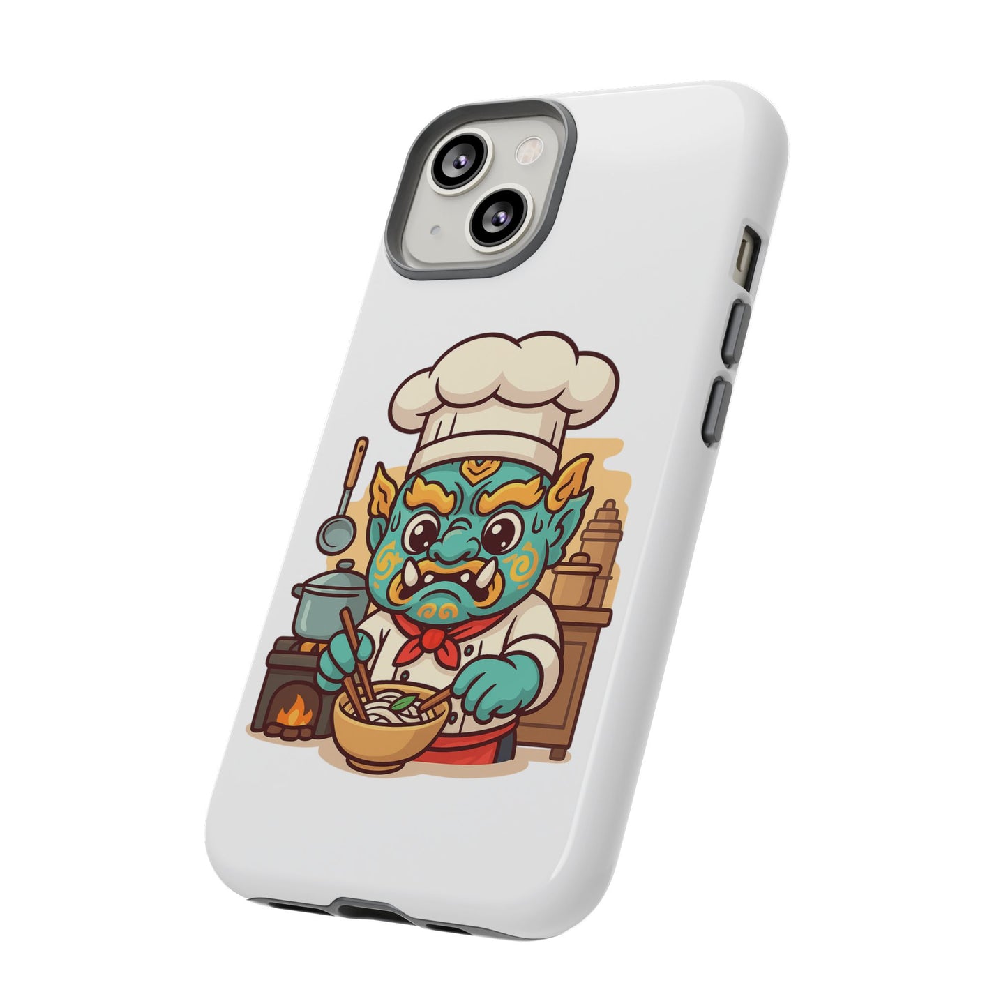 Yeak Chef Phone Case, Tough Khmer Cover, Num Banh Chok Art, Cute Monster Chef Phone Case - Adorable Cooking Gift