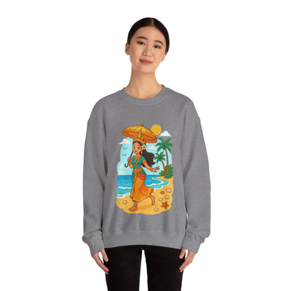 Tropical Vibes Sweatshirt, Beach Vacation Crewneck Jumper, Apsara's Shoreline Grace, Ocean Lover Top, Unisex Sweatshirt Gift, Coastal Wear