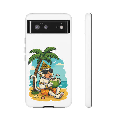 Divine Guard Hanuman Tropical Phone Case, Fun Coconut Drink, Summer Beach Vibes, Gifts for Animal Lovers, Travel Accessory