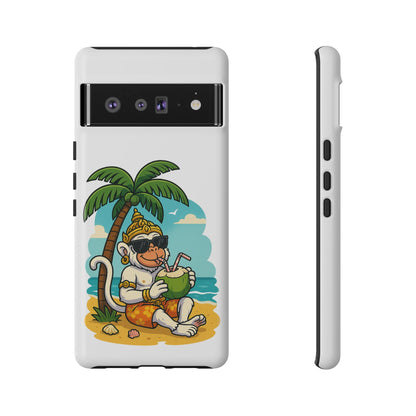 Divine Guard Hanuman Tropical Phone Case, Fun Coconut Drink, Summer Beach Vibes, Gifts for Animal Lovers, Travel Accessory