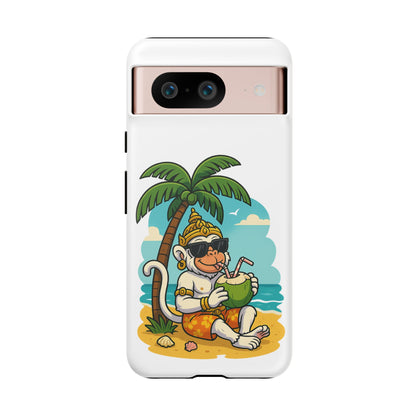 Divine Guard Hanuman Tropical Phone Case, Fun Coconut Drink, Summer Beach Vibes, Gifts for Animal Lovers, Travel Accessory